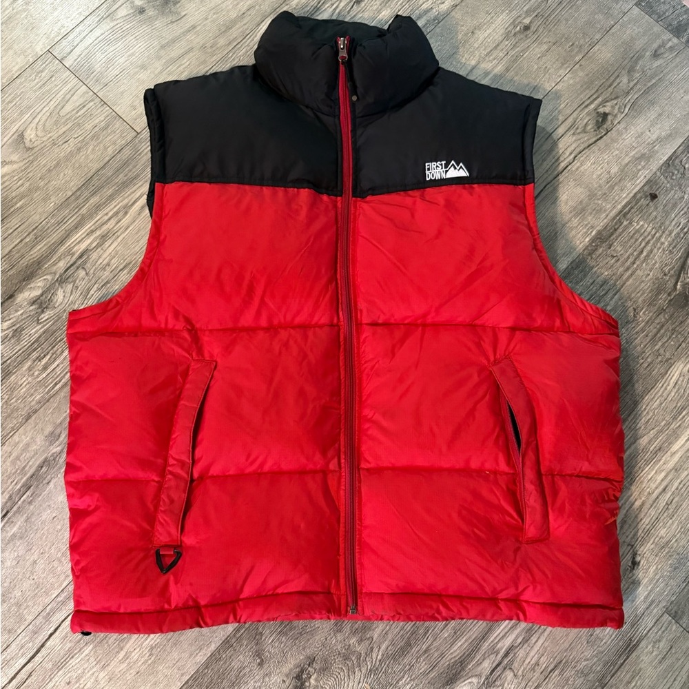 Vintage 90’s first down goose down USA red vest 3XL